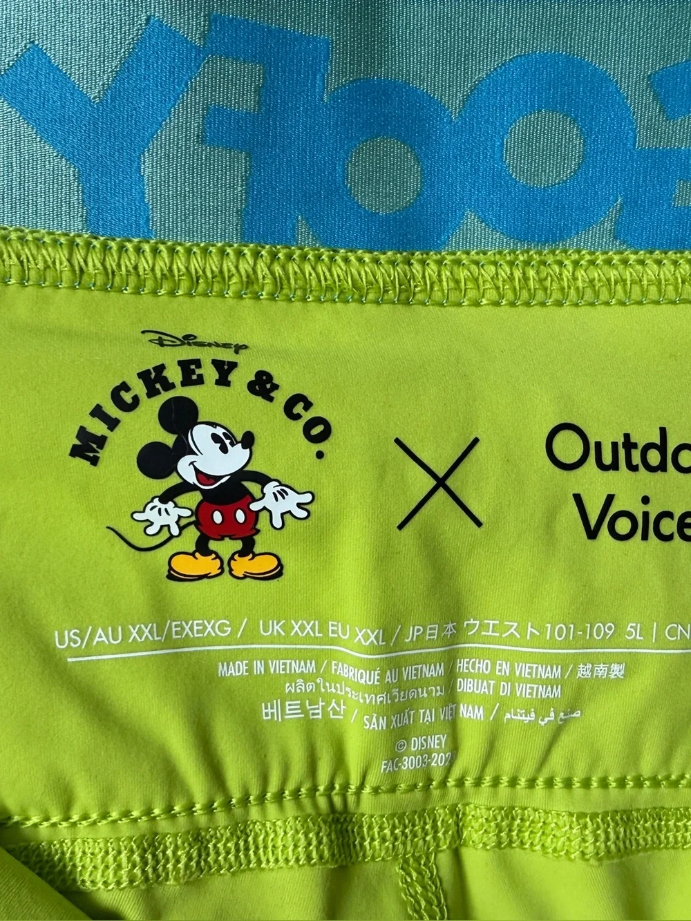 Disney x Outdoor Voices running biking shorts neon green XXL